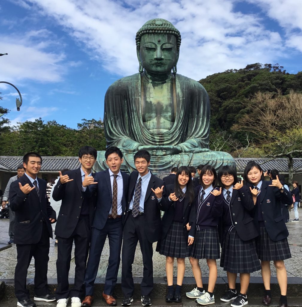 2年次修学旅行（関東コース）1日目〜鎌倉大仏、鶴岡八幡宮、山下公園、夕食